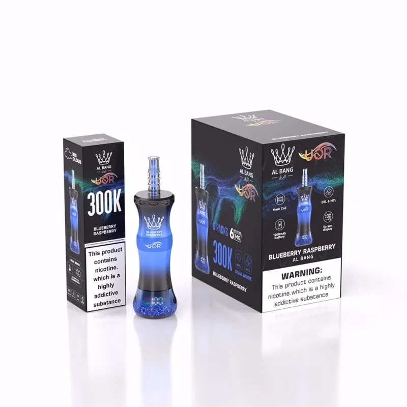 Uor Al Bang 300k 300000 Puffs Shisha Vape Blueberry Raspberry 3 Disposable Device