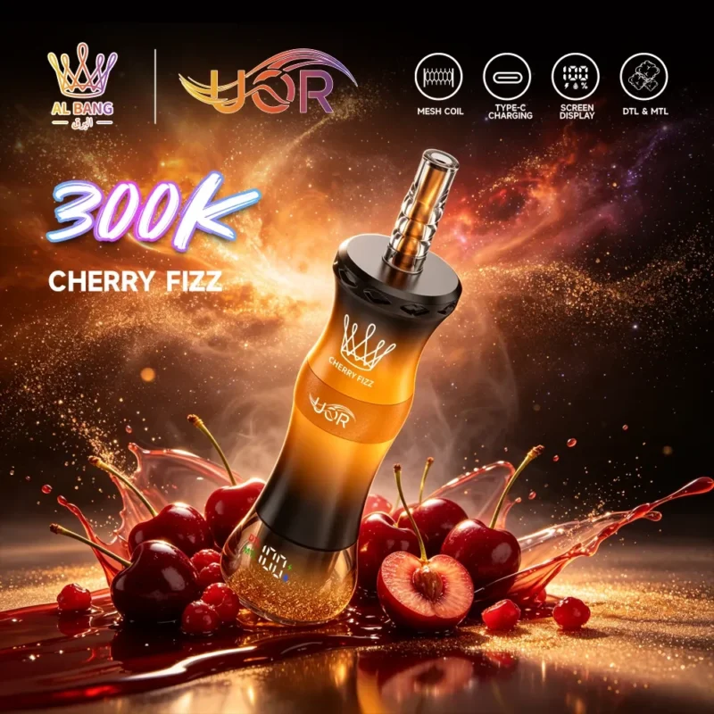 Uor Al Bang 300k 300000 Puffs Shisha Vape Cherry Fizz 2 Disposable Device