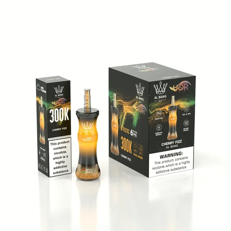 Uor Al Bang 300k 300000 Puffs Shisha Vape Cherry Fizz 3 Disposable Device