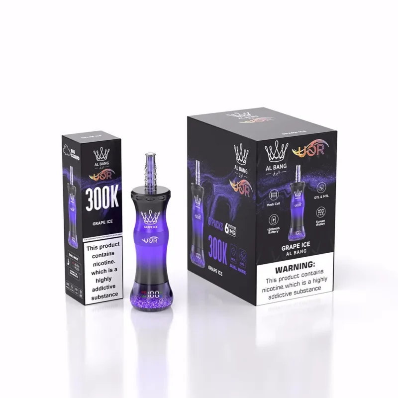 Uor Al Bang 300k 300000 Puffs Shisha Vape Grape Ice 2 Disposable Device