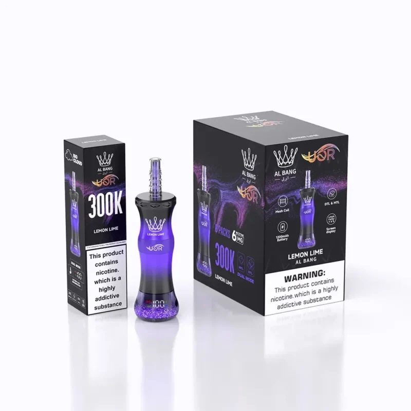 Uor Al Bang 300k 300000 Puffs Shisha Vape Lemon Lime 2 Disposable Device