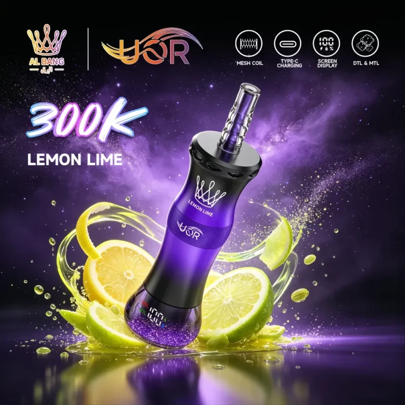 Uor Al Bang 300k 300000 Puffs Shisha Vape Lemon Lime 3 Disposable Device