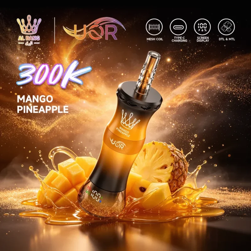Uor Al Bang 300k 300000 Puffs Shisha Vape Mango Pineapple 2 Disposable Device