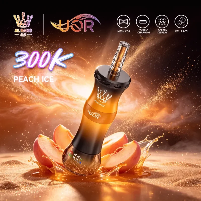 Uor Al Bang 300k 300000 Puffs Shisha Vape Peach Ice 2 Disposable Device