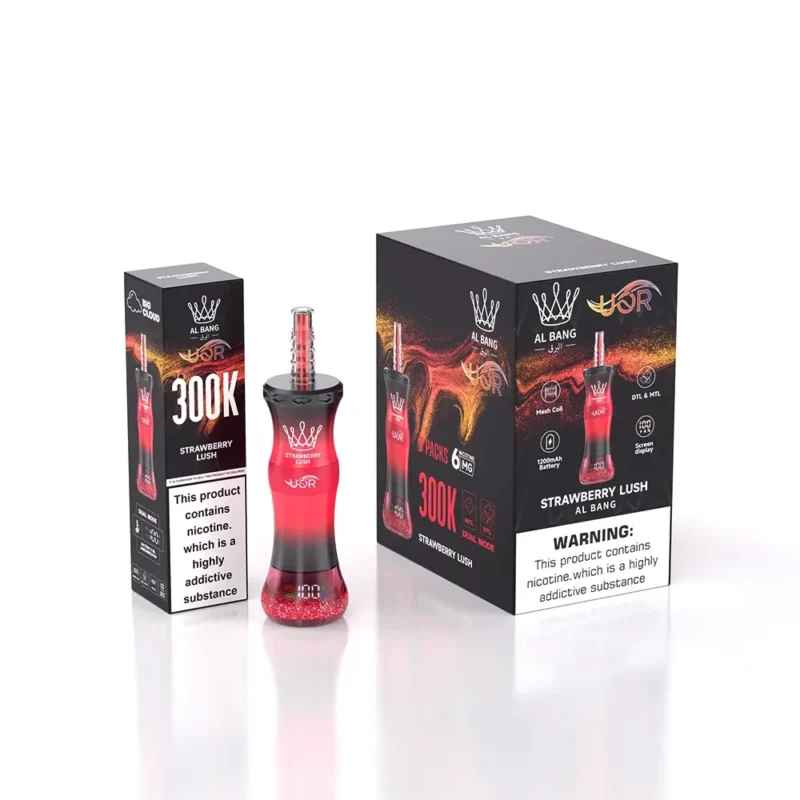 Uor Al Bang 300k 300000 Puffs Shisha Vape Strawberry Lush 3 Disposable Device