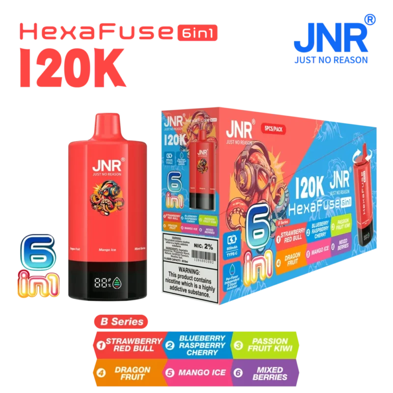 Euvapen Jnr Hexafuse 6 In 1 120000 Puffs Middle Package B Series 02 Eu Warehouse Disposable Vape Device