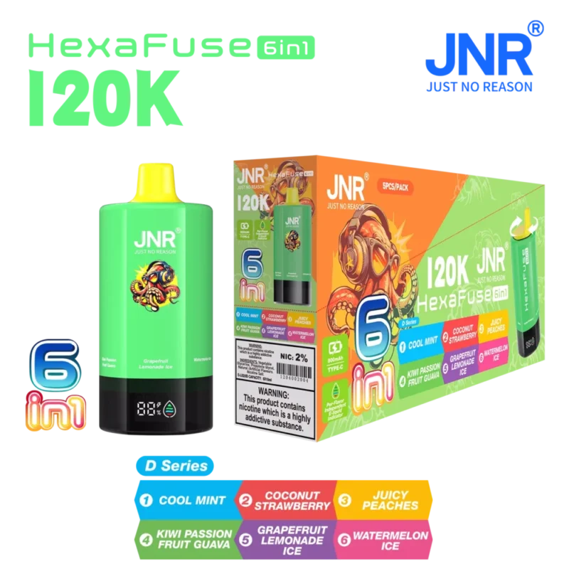Euvapen Jnr Hexafuse 6 In 1 120000 Puffs Middle Package D Series 04 Eu Warehouse Disposable Vape Device