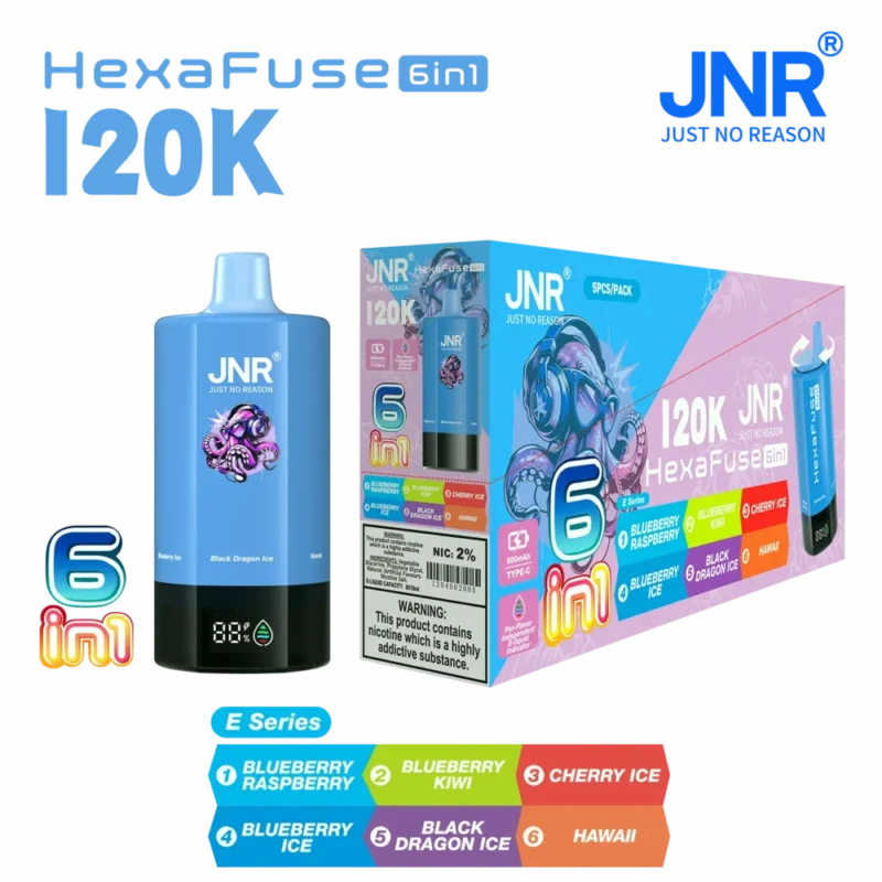 Euvapen Jnr Hexafuse 6 In 1 120000 Puffs Middle Package E Series 05 Eu Warehouse Disposable Vape Device
