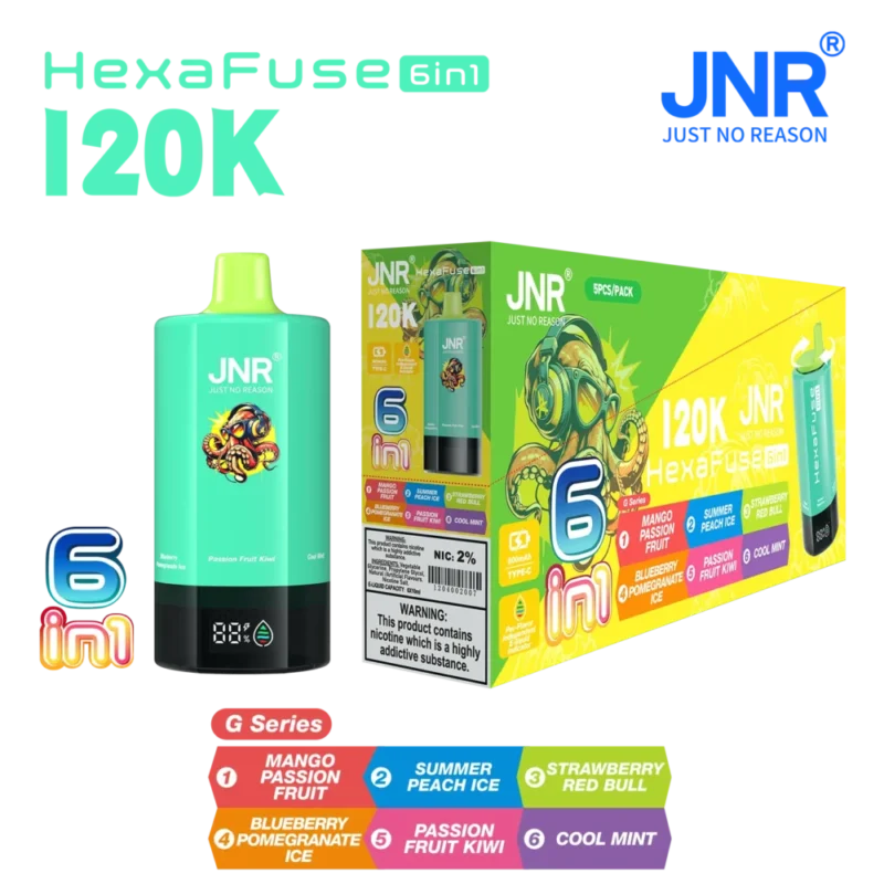 Euvapen Jnr Hexafuse 6 In 1 120000 Puffs Middle Package G Series 07 Eu Warehouse Disposable Vape Device