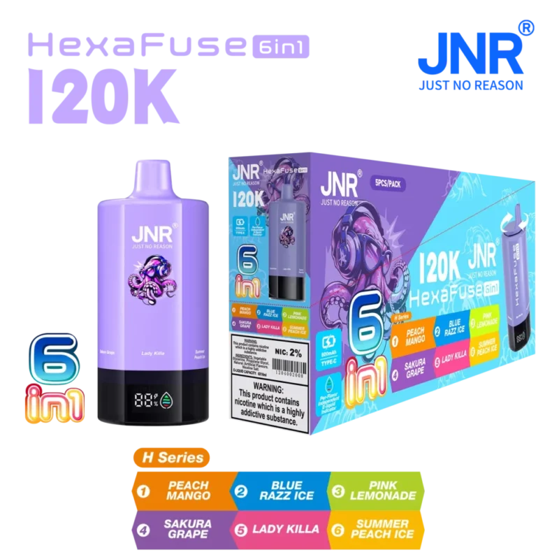 Euvapen Jnr Hexafuse 6 In 1 120000 Puffs Middle Package H Series 08 Eu Warehouse Disposable Vape Device