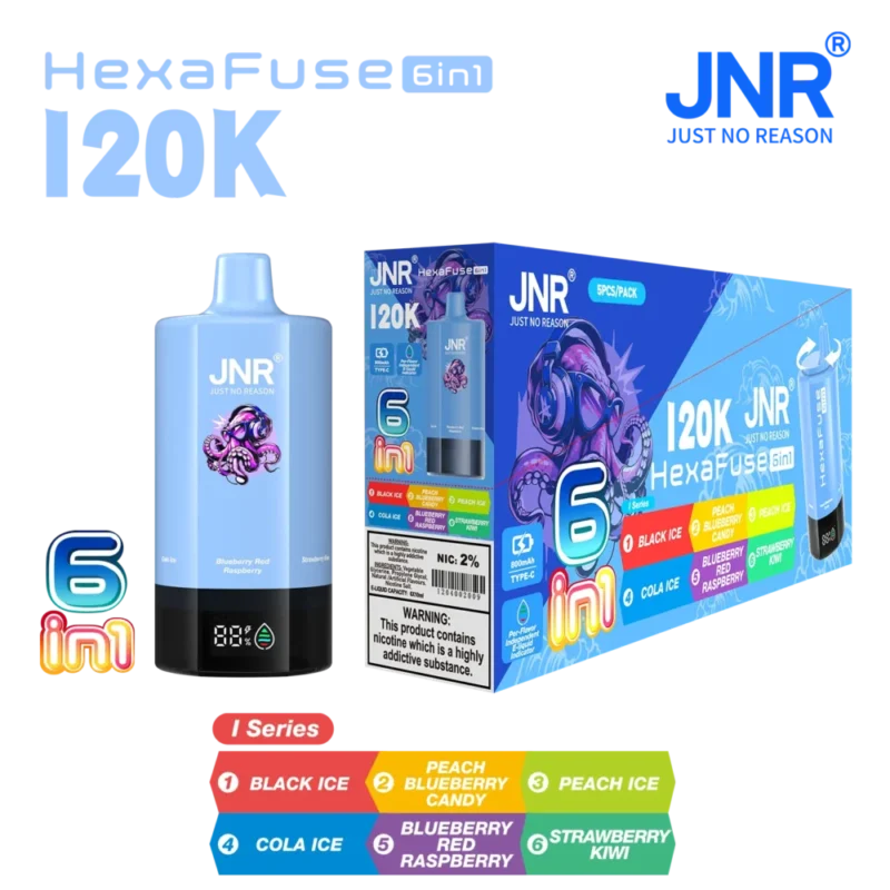 Euvapen Jnr Hexafuse 6 In 1 120000 Puffs Middle Package I Series 09 Eu Warehouse Disposable Vape Device