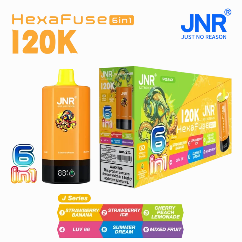 Euvapen Jnr Hexafuse 6 In 1 120000 Puffs Middle Package J Series 10 Eu Warehouse Disposable Vape Device