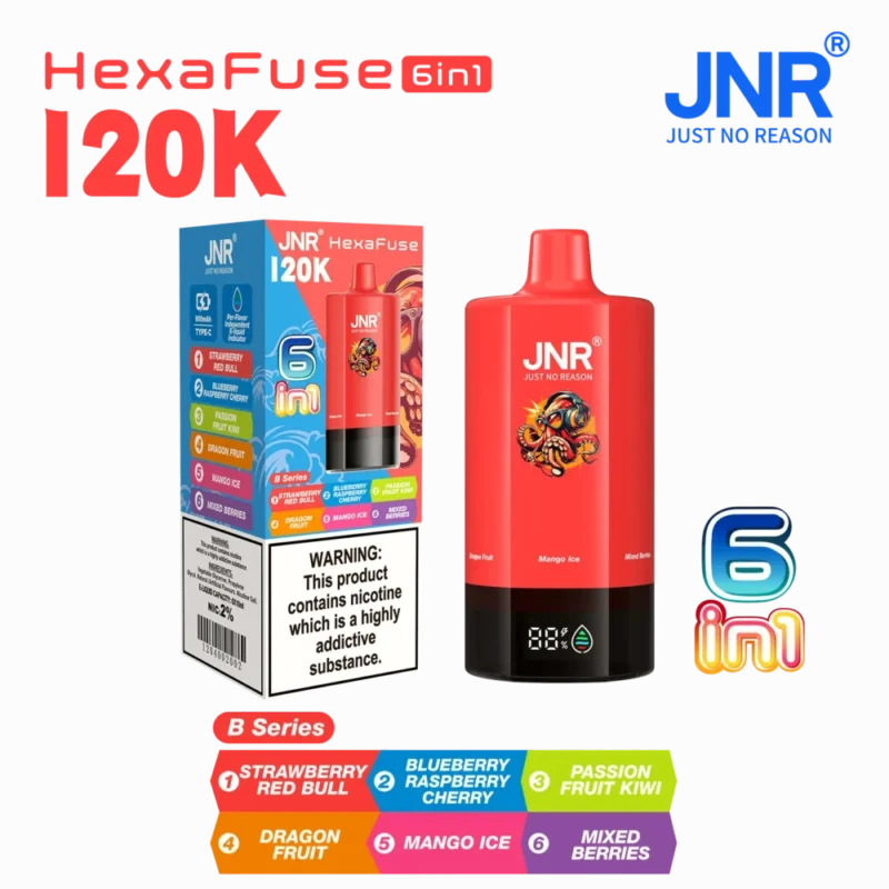 Euvapen Jnr Hexafuse 6 In 1 120000 Puffs Small Package B Series 02 Eu Warehouse Disposable Vape Device
