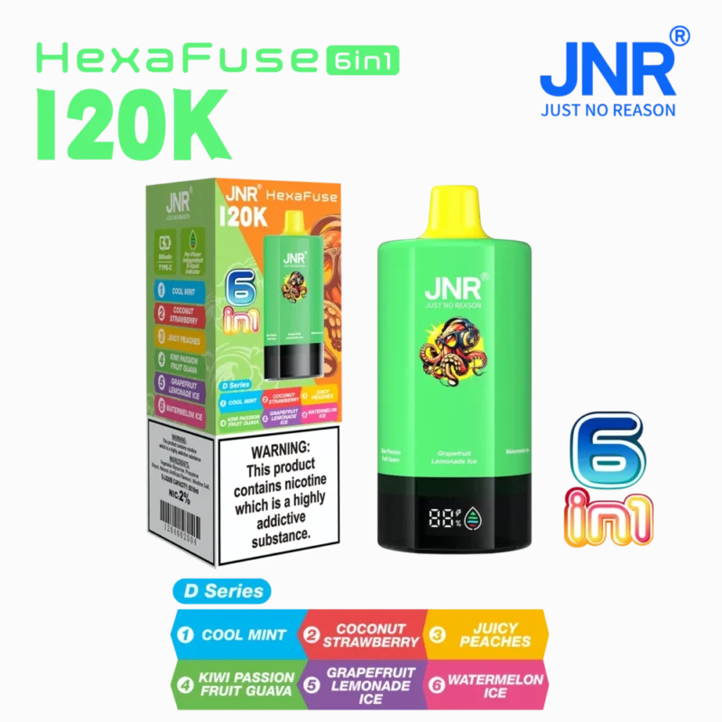 Euvapen Jnr Hexafuse 6 In 1 120000 Puffs Small Package D Series 04 Eu Warehouse Disposable Vape Device