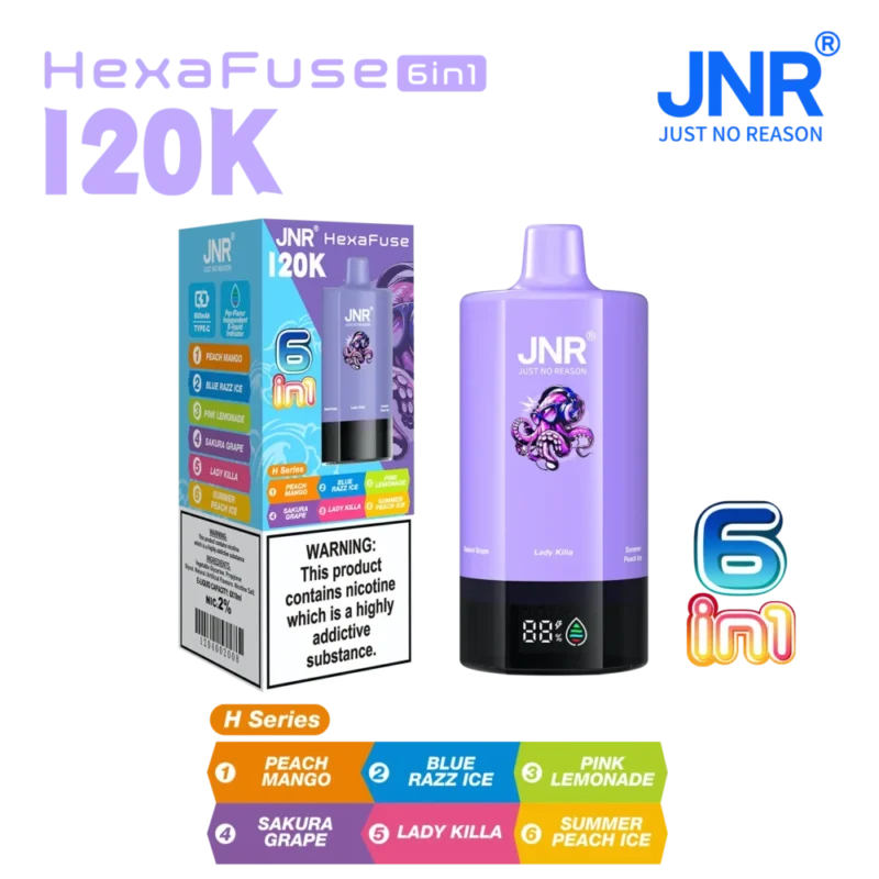 Euvapen Jnr Hexafuse 6 In 1 120000 Puffs Small Package H Series 08 Eu Warehouse Disposable Vape Device