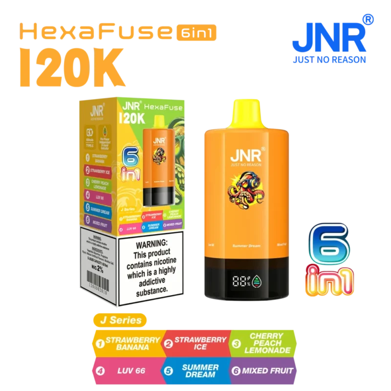 Euvapen Jnr Hexafuse 6 In 1 120000 Puffs Small Package J Series 10 Eu Warehouse Disposable Vape Device