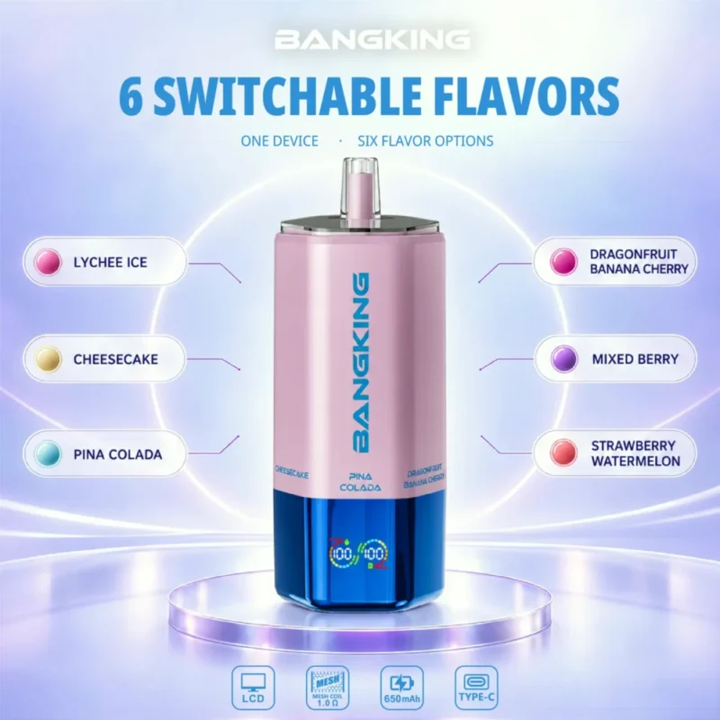 Euvapen Bang King Sixer 360000 Puffs 6 In 1 Flavor Combination 06 022 Disposable Vape Device