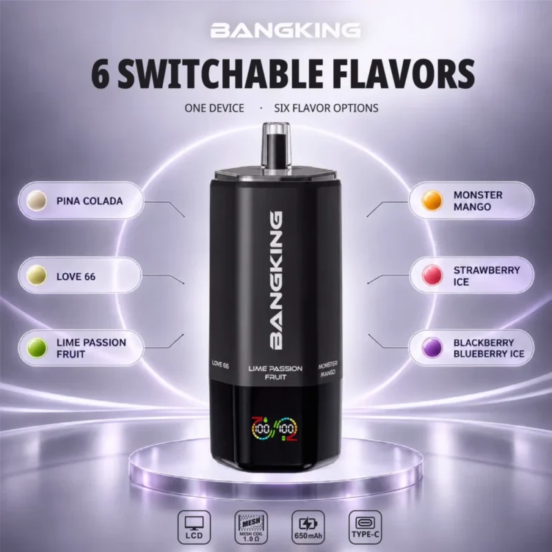 Euvapen Bang King Sixer 360000 Puffs 6 In 1 Flavor Combination 07 023 Disposable Vape Device