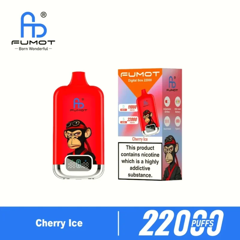 Euvapen Fumot Digital 22000 Puffs Cherry Ice Flavor Product Image 003 Disposable Vape Device