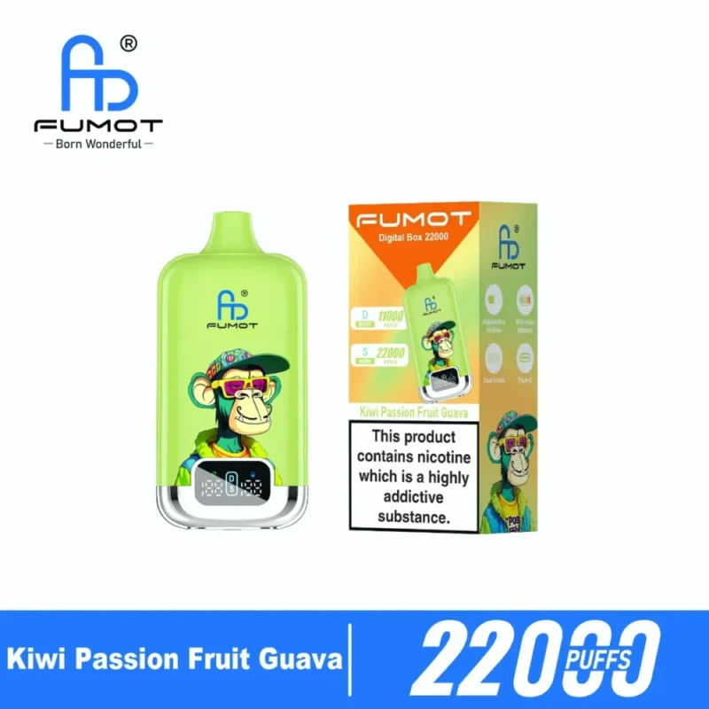 Euvapen Fumot Digital 22000 Puffs Kiwi Passion Fruit Guava Flavor Product Image 006 Disposable Vape Device
