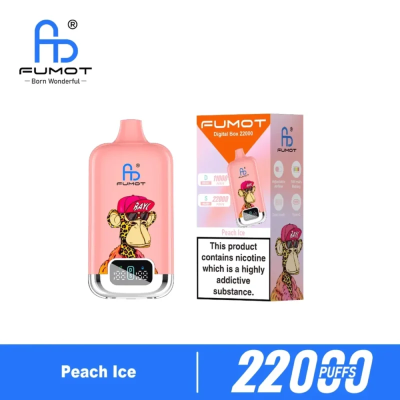 Euvapen Fumot Digital Box 22000 Puffs Peach Ice Flavor Product Image 014 Disposable Vape Device