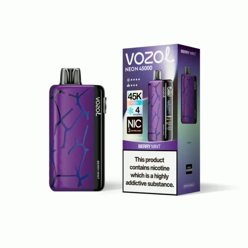 Euvapen Vozol Neon 45k 45000 Puffs Berry Mint White Background Product Image 019 Eu Warehouse Disposable Vape Device