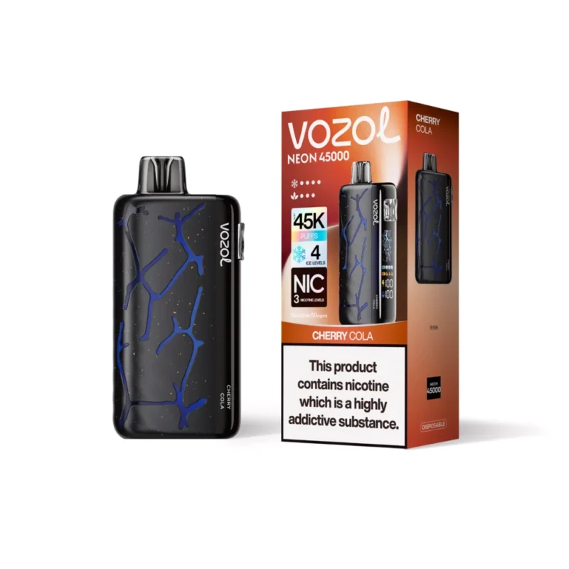 Euvapen Vozol Neon 45k 45000 Puffs Cherry Cola White Background Product Image 022 Eu Warehouse Disposable Vape Device