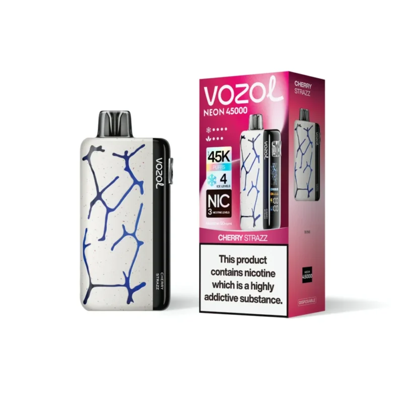 Euvapen Vozol Neon 45k 45000 Puffs Cherry Strazz White Background Product Image 001 Eu Warehouse Disposable Vape Device