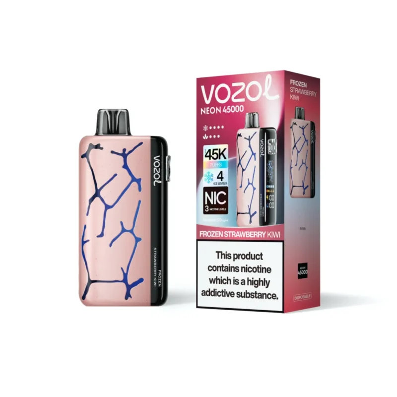 Euvapen Vozol Neon 45k 45000 Puffs Frozen Strawberry Kiwi White Background Product Image 004 Eu Warehouse Disposable Vap