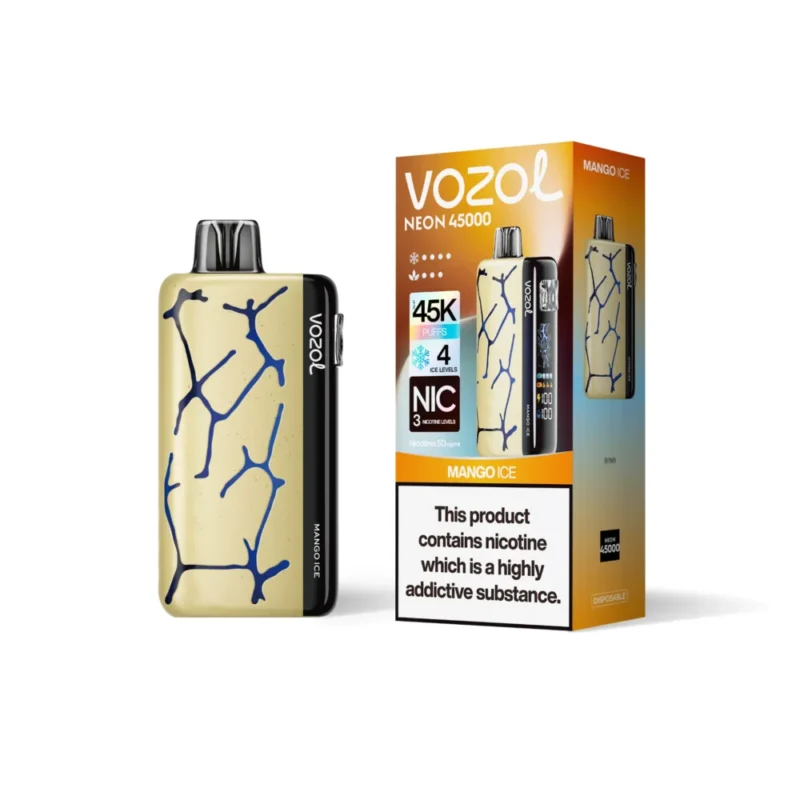 Euvapen Vozol Neon 45k 45000 Puffs Mango Ice White Background Product Image 010 Eu Warehouse Disposable Vape Device