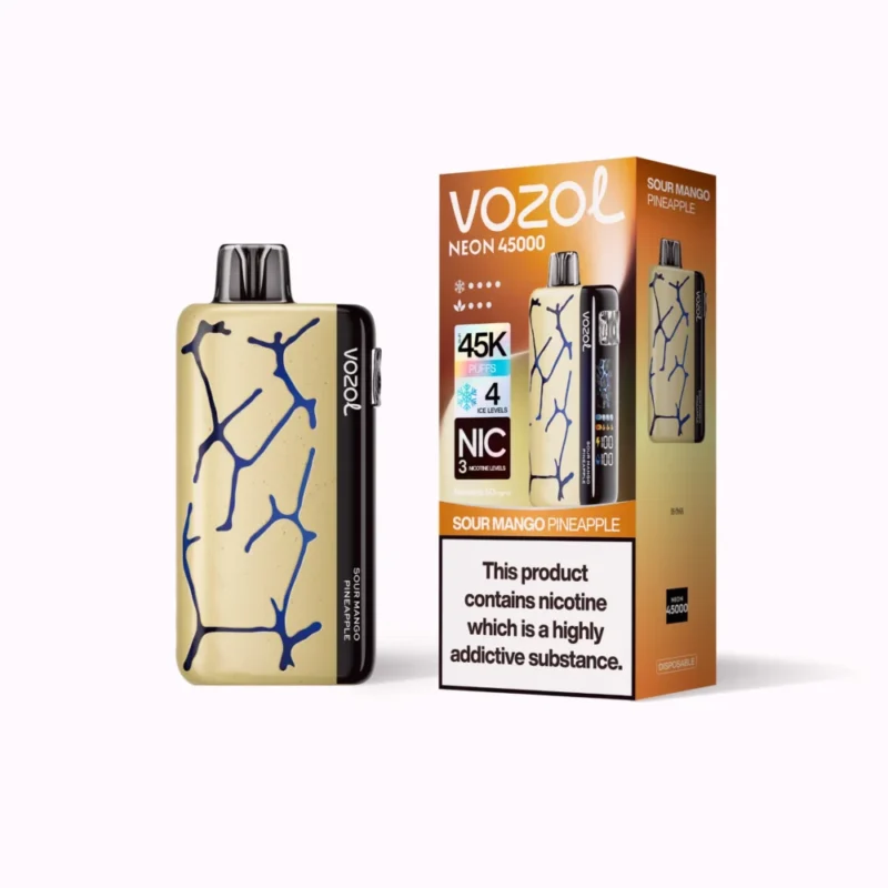 Euvapen Vozol Neon 45k 45000 Puffs Sour Mango Pineapple White Background Product Image 015 Eu Warehouse Disposable Vape
