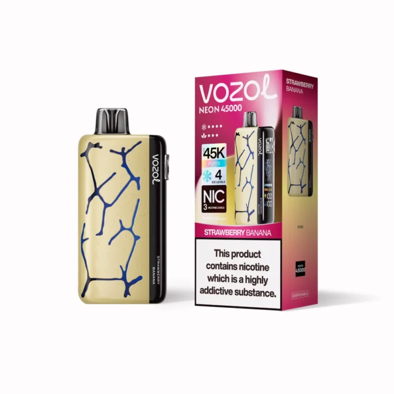 Euvapen Vozol Neon 45k 45000 Puffs Strawberry Banana White Background Product Image 016 Eu Warehouse Disposable Vape Dev