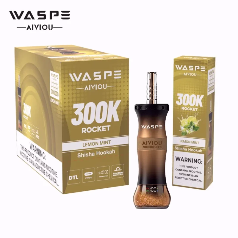 Euvapen Waspe Shiceha Hookah 300k 300000 Puffs Lemon Mint Produktansicht Product Image 096 Eu Lager Disposable Vape Devi